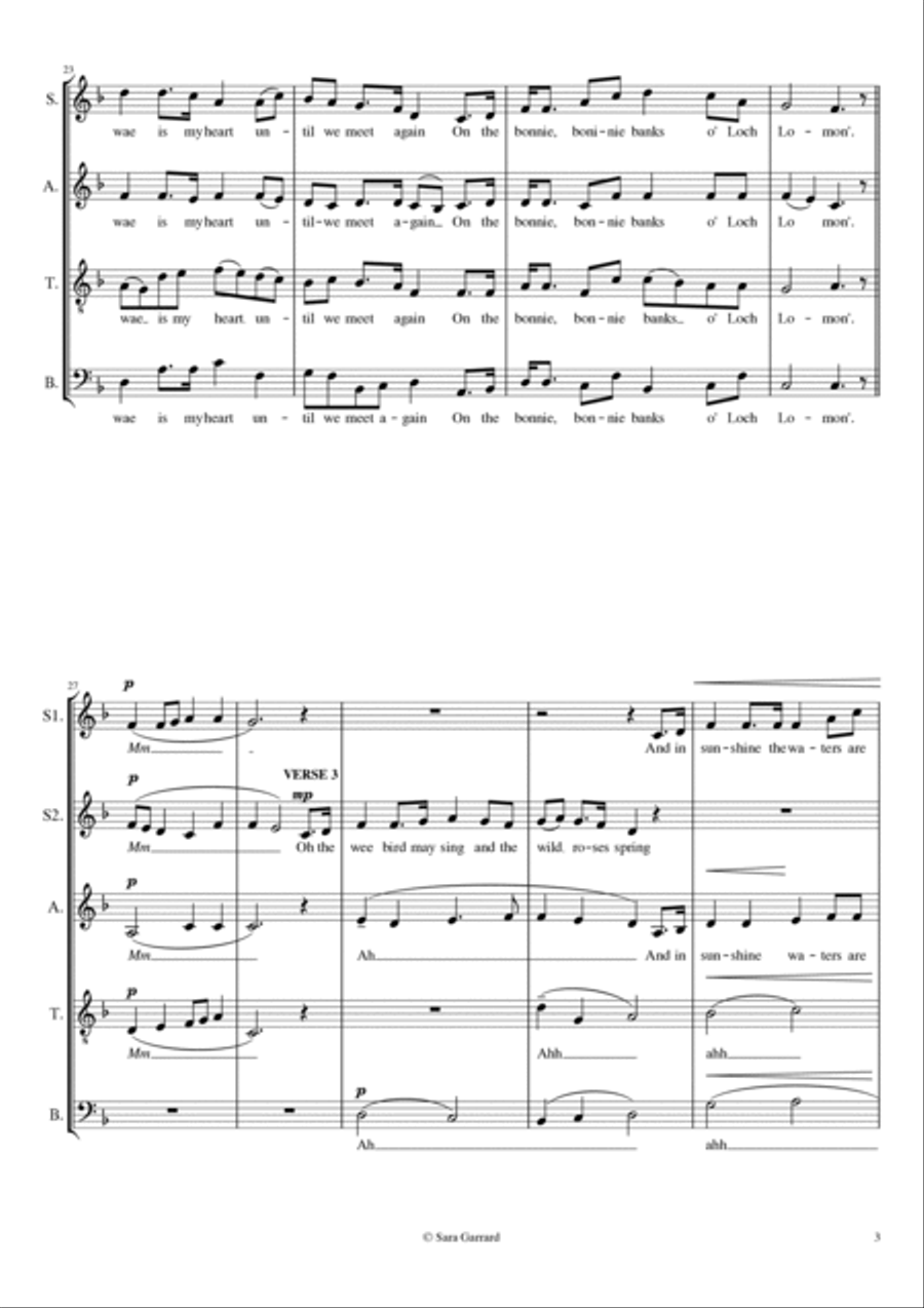 The Bonnie Banks of Loch Lomond (SSATB) Divisi scores gallery preview page 4