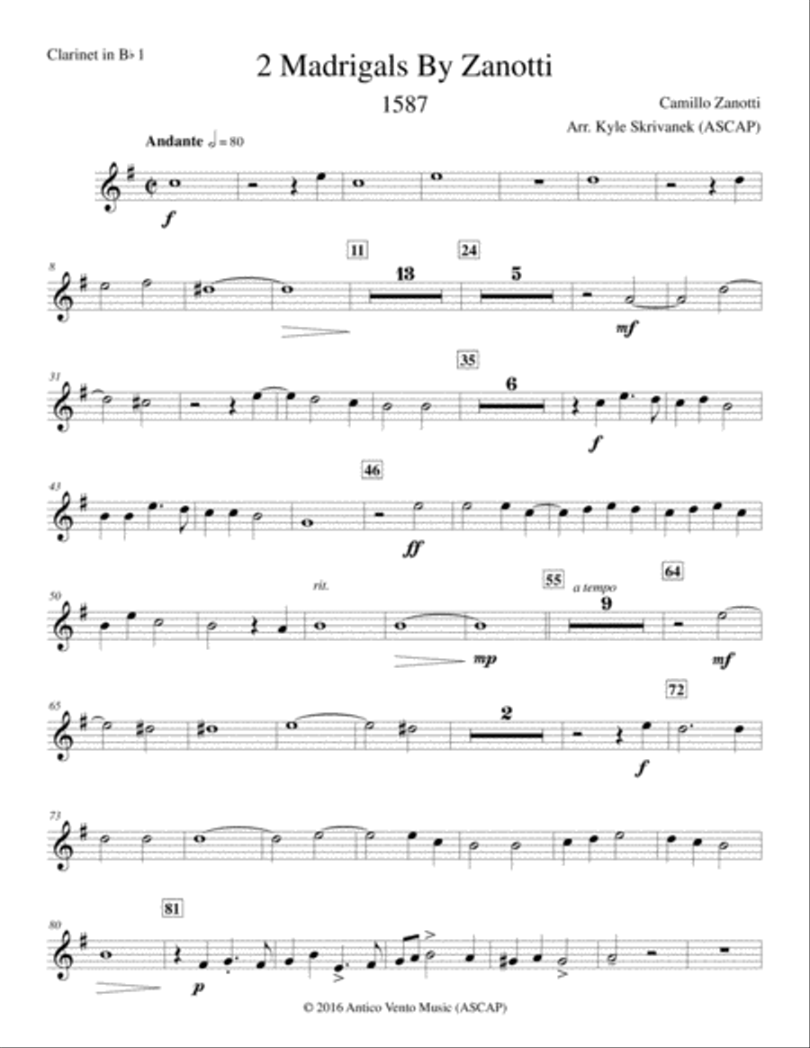 Two Madrigals By Zanotti Concert Band scores gallery preview page 6
