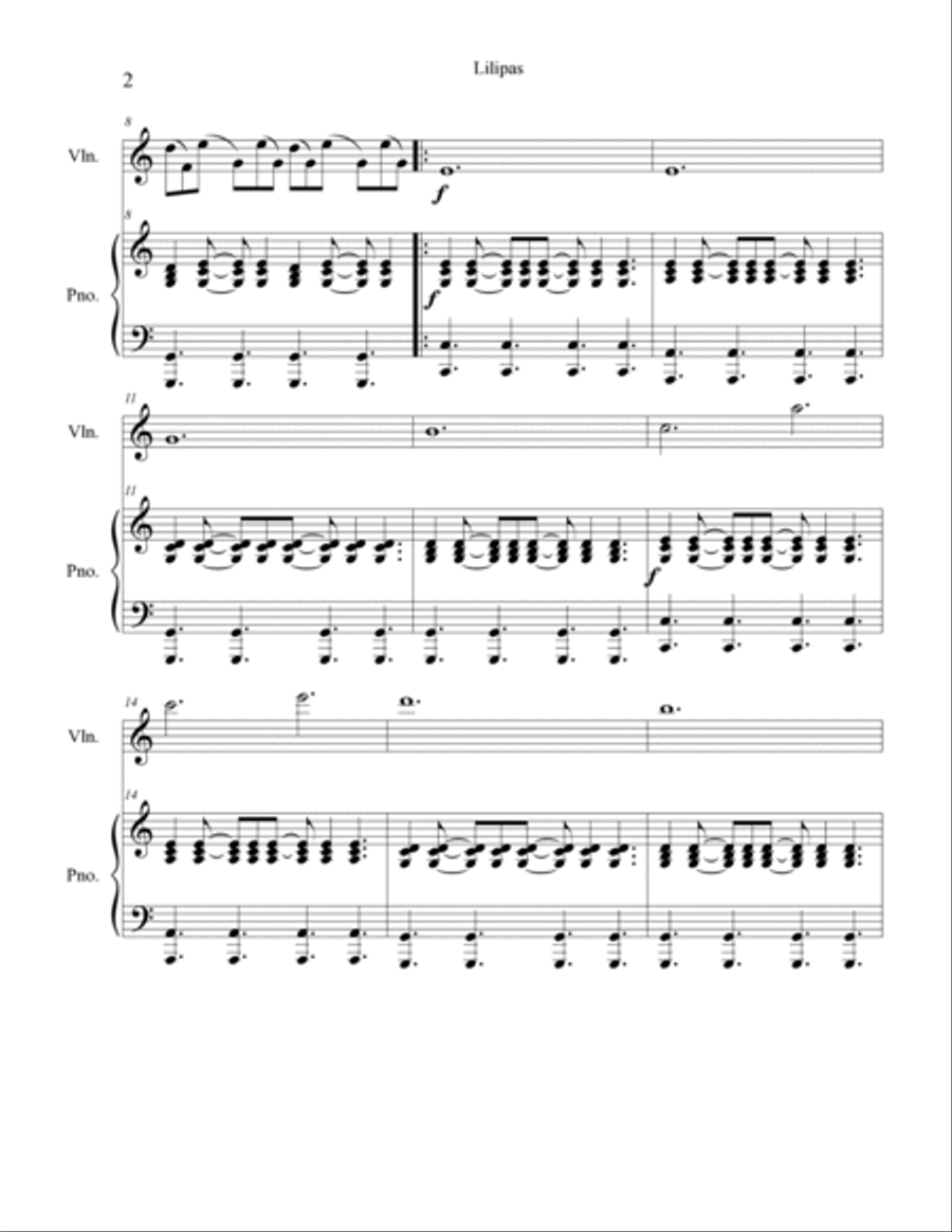 Lilypas violin-piano reduction of the Lilypas entrance orchestral version Violin scores gallery preview page 3