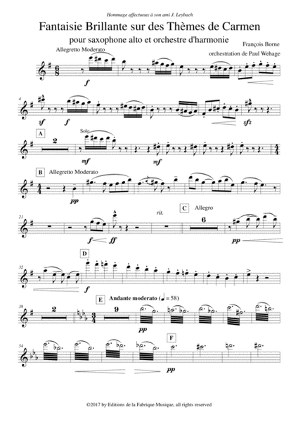 Fantaisie Brillante sur des Thèmes de Carmen for alto saxophone and concert band, flute 1 part