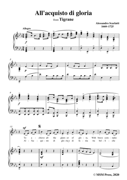 Scarlatti-All'acquisto di gloria,in E flat Major,for Voice and Piano