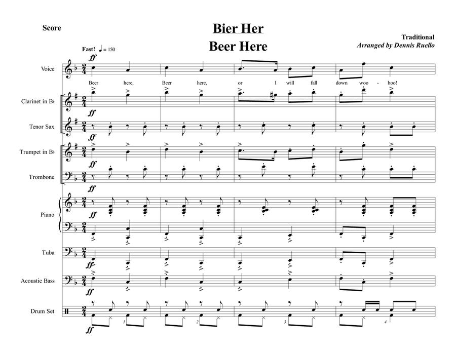 Bier Her (Beer Here) - German Band - Oktoberfest Large Ensemble scores gallery preview page 1