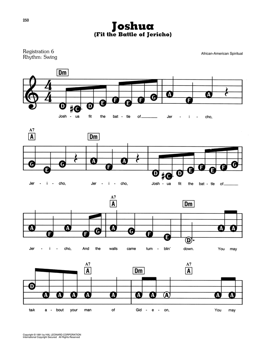 Joshua (Fit The Battle Of Jericho) Electronic Keyboard scores gallery preview page 1