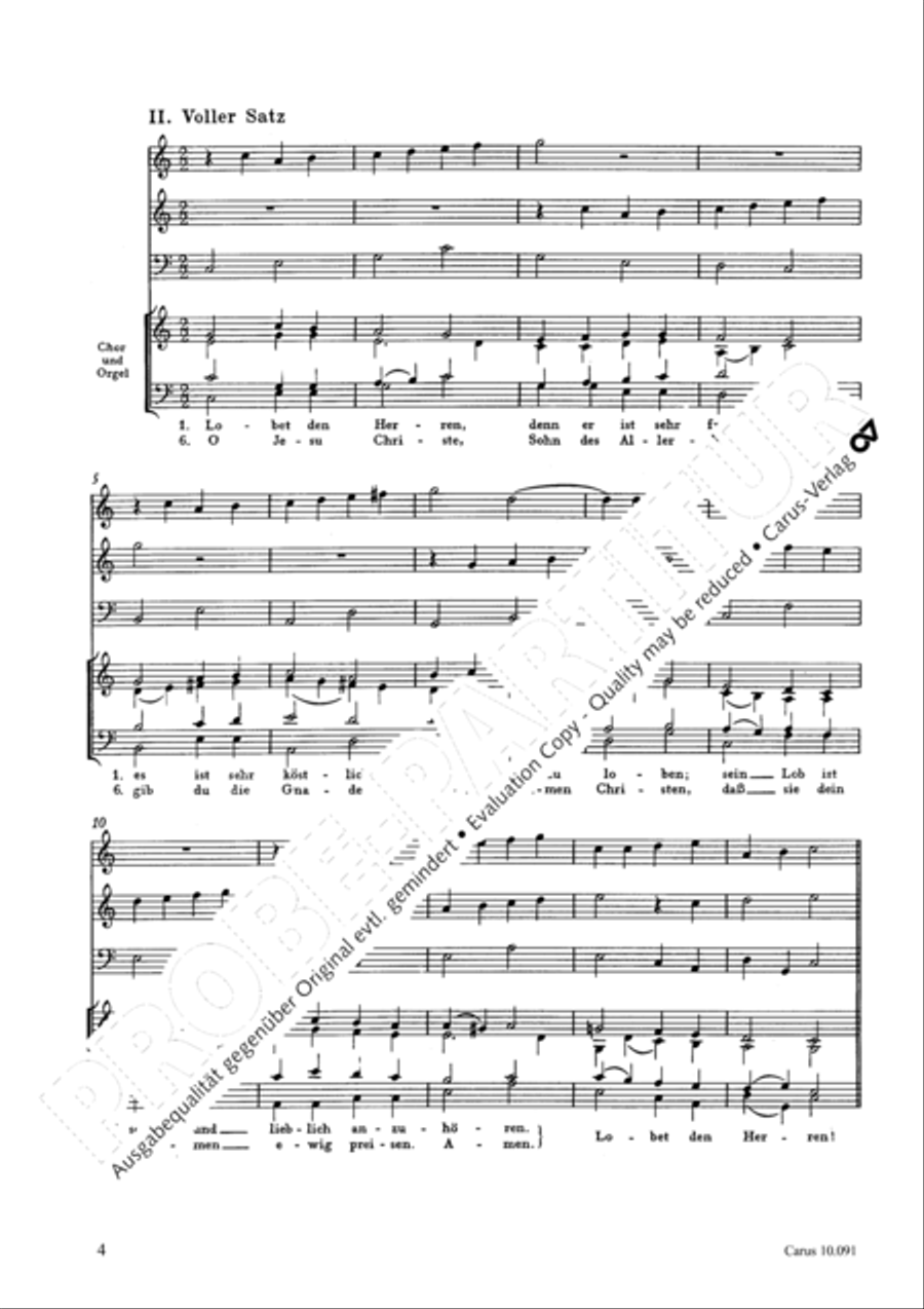 Lobet den Herrn, denn er ist sehr freundlich 4-Part scores gallery preview page 5