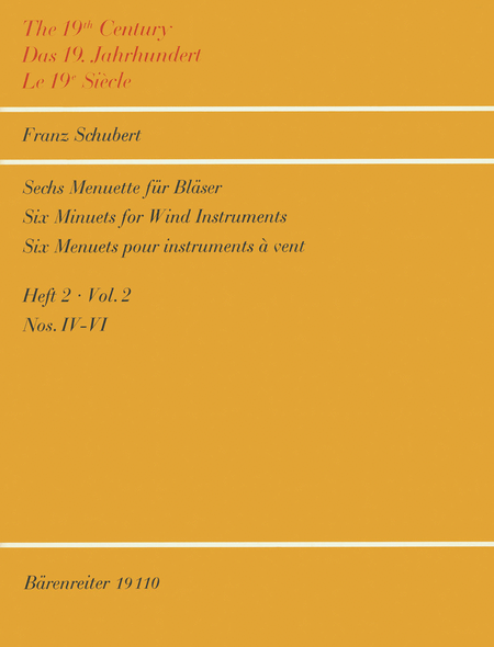 Six Menuets for Winds D 2D by Franz Schubert Bassoon - Sheet Music