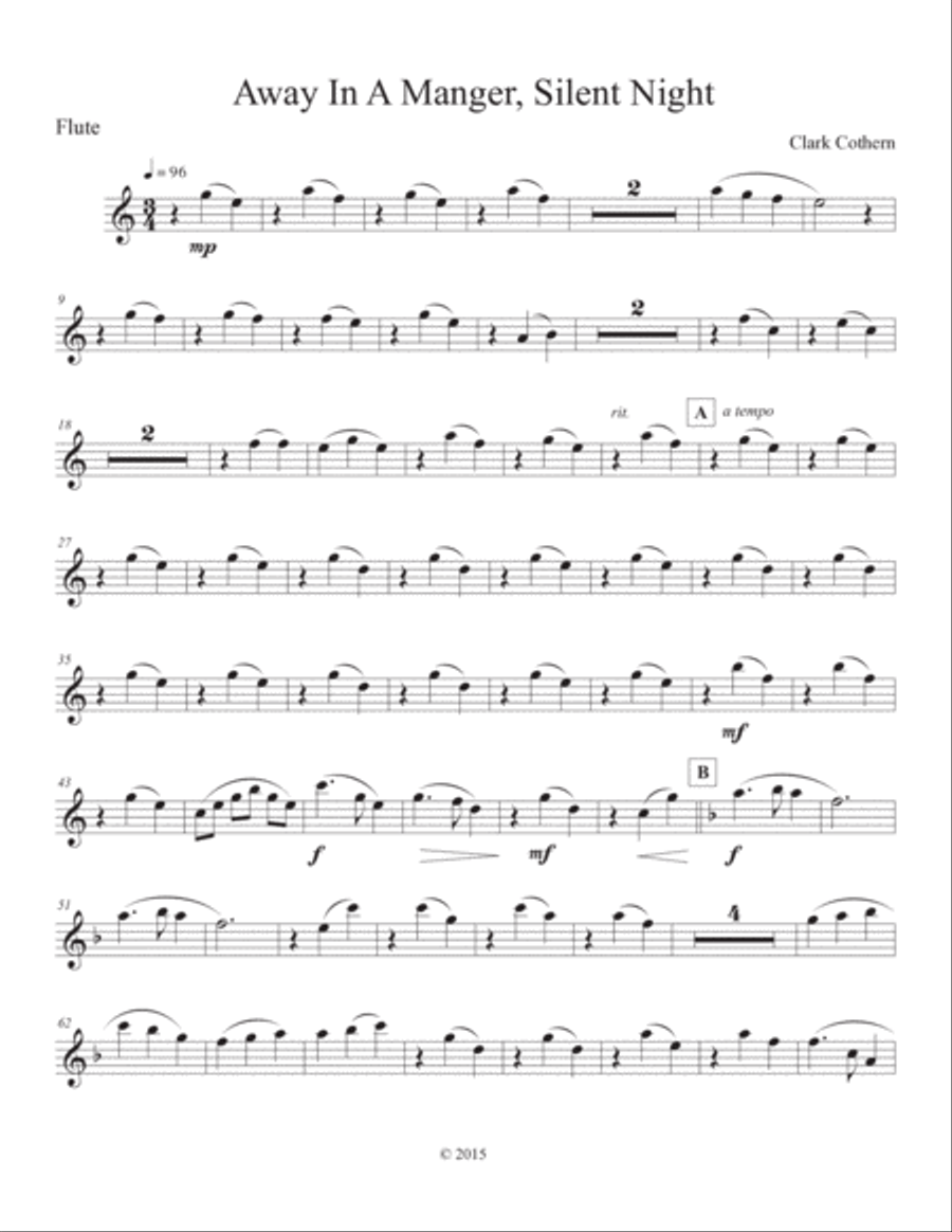 Away in a Manger, Silent Night (Woodwind Quintet) Woodwind Quintet scores gallery preview page 6