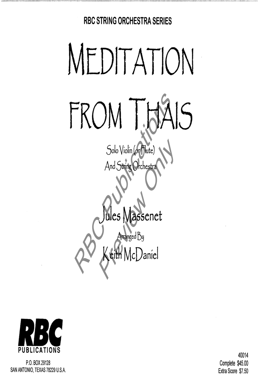 Meditation From Thais Violin W/Orch String Orchestra scores gallery preview page 2