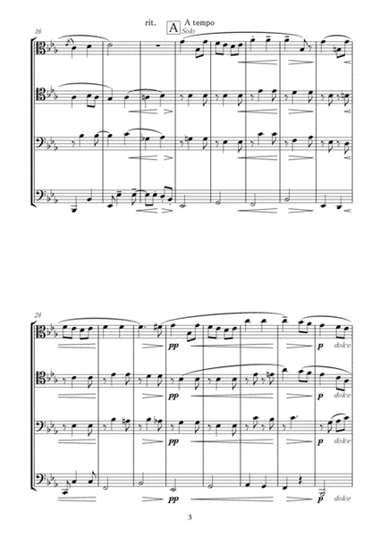 "Love's Greeting" (Salut d'Amour) by Edward Elgar arrangement for Low Brass (Trombone) Quartet image number null