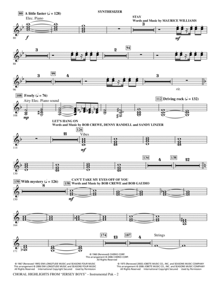 Jersey Boys (Choral Highlights) - Synthesizer