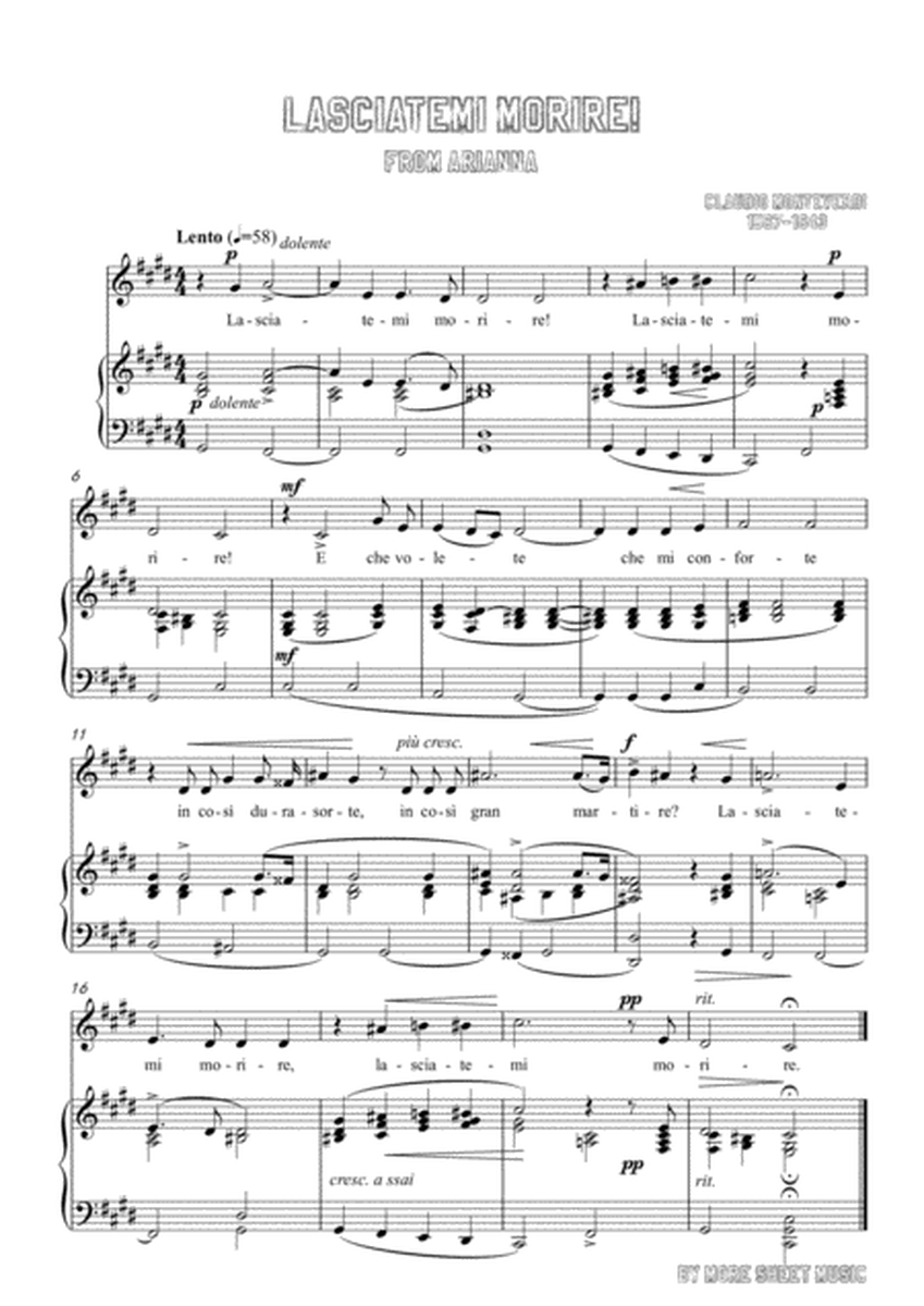 Monteverdi-Lasciatemi morire! in c sharp minor,for Voice and Piano image number null