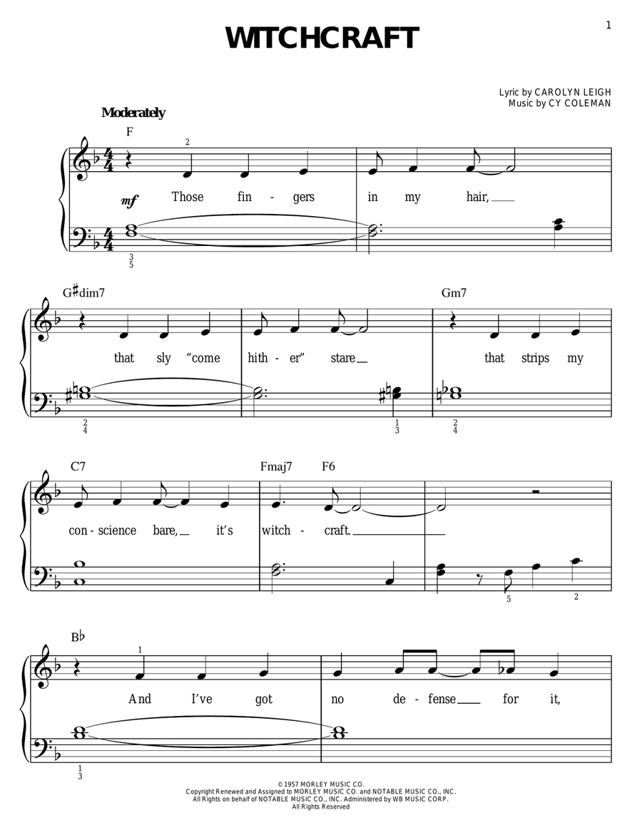 Witchcraft Easy Piano scores gallery preview page 1
