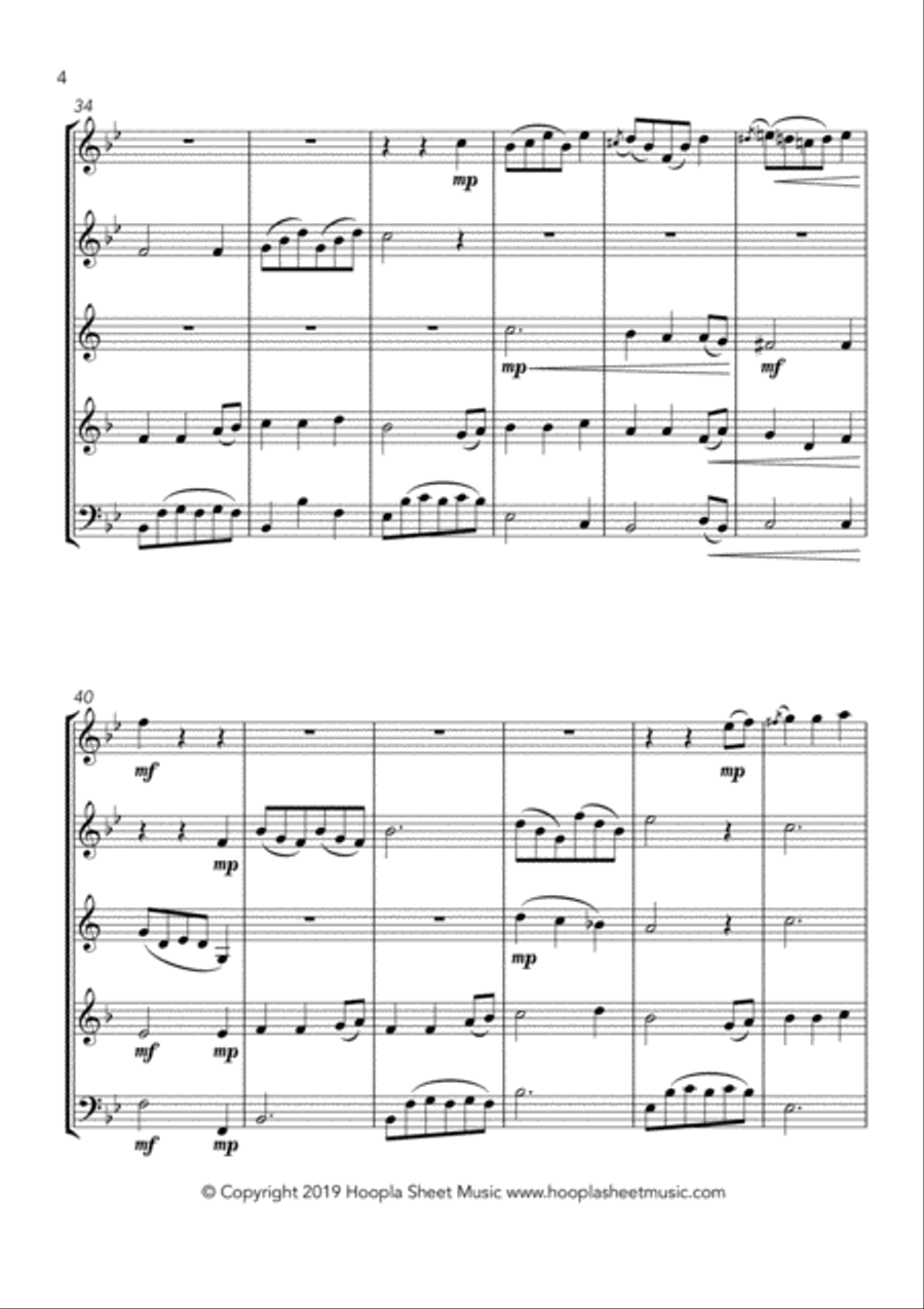 Away in a Country Manger Woodwind Quintet scores gallery preview page 4