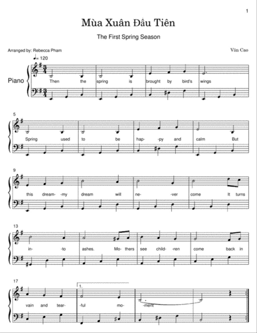 The First Spring Season The First Spring Season Easy Piano scores gallery preview page 1
