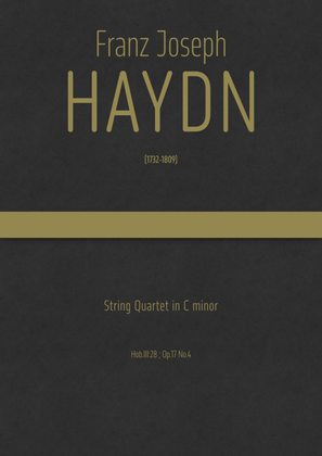 Book cover for Haydn - String Quartet in C minor, Hob.III:28 ; Op.17 No.4