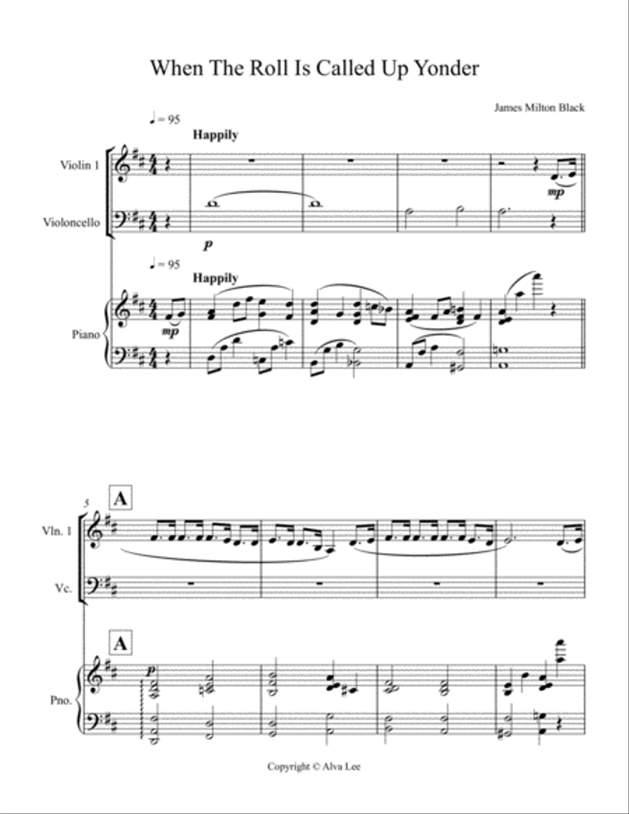 When the Roll is Called Up Yonder Piano Trio scores gallery preview page 1