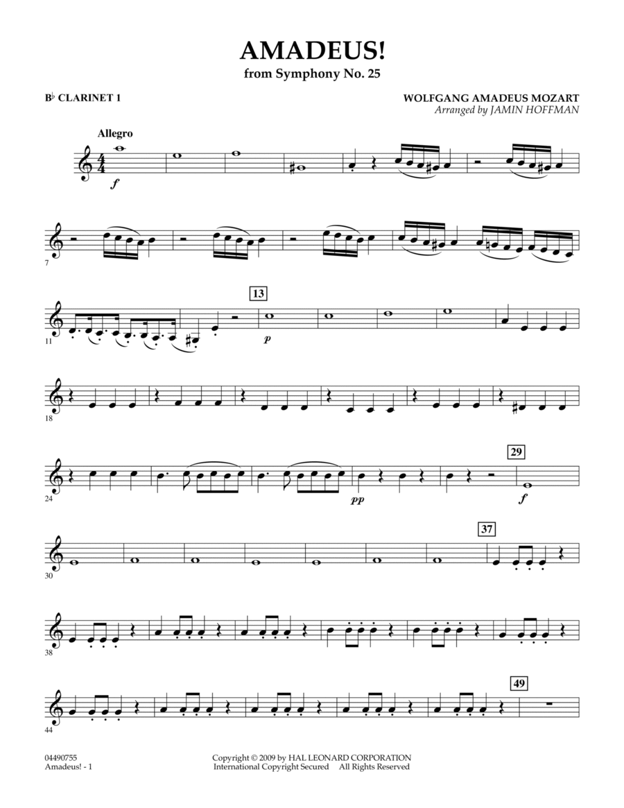 Amadeus! - Bb Clarinet 1