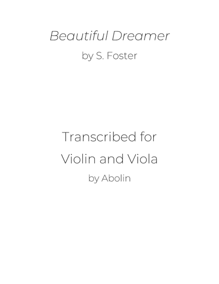 Foster: Beautiful Dreamer - Violin and Viola Duo image number null