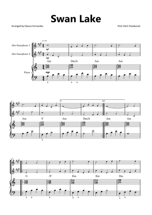 Swan Lake - Alto Saxophone Duet with Piano and Chord Notations