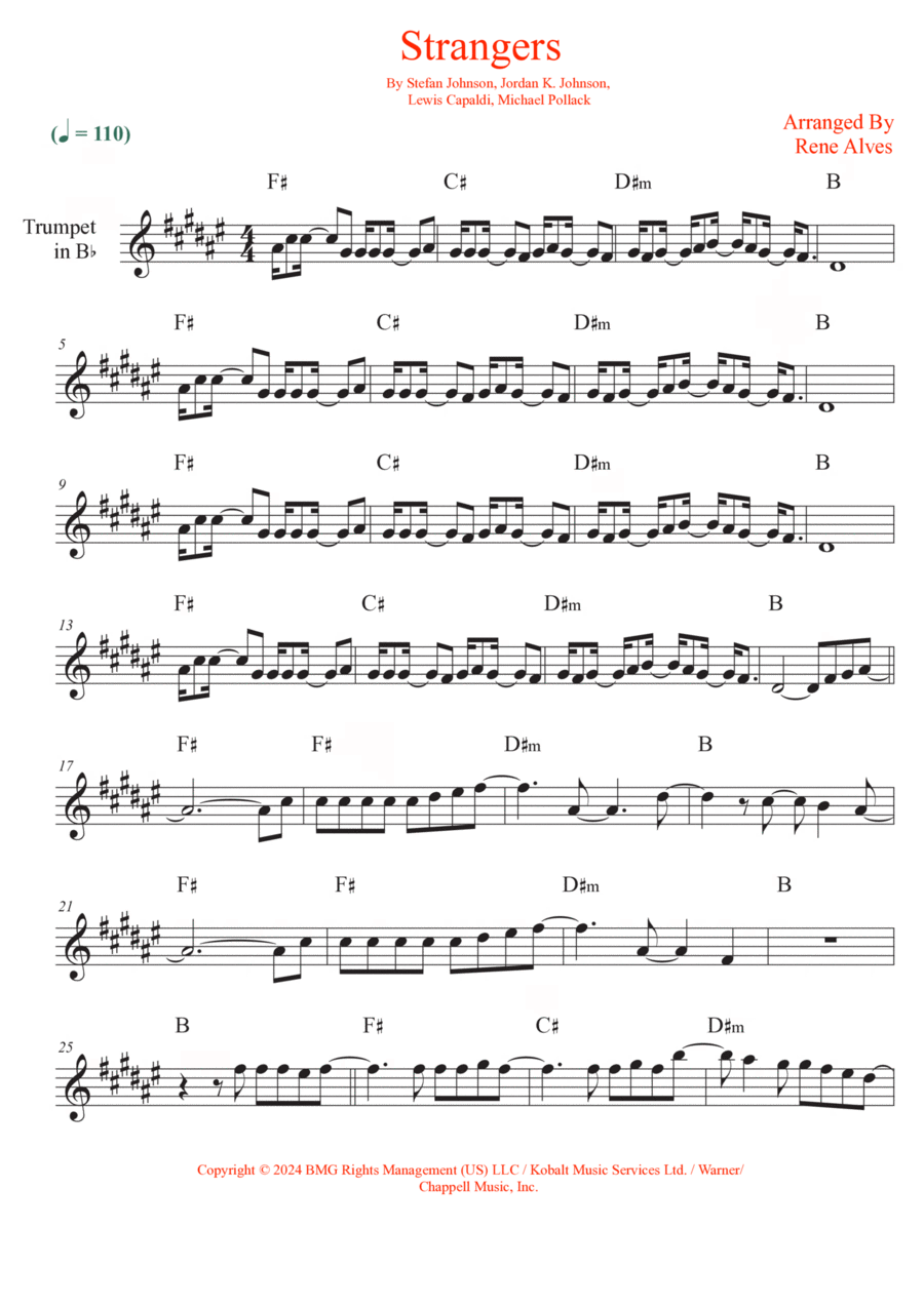 Strangers B-Flat Trumpet scores gallery preview page 1