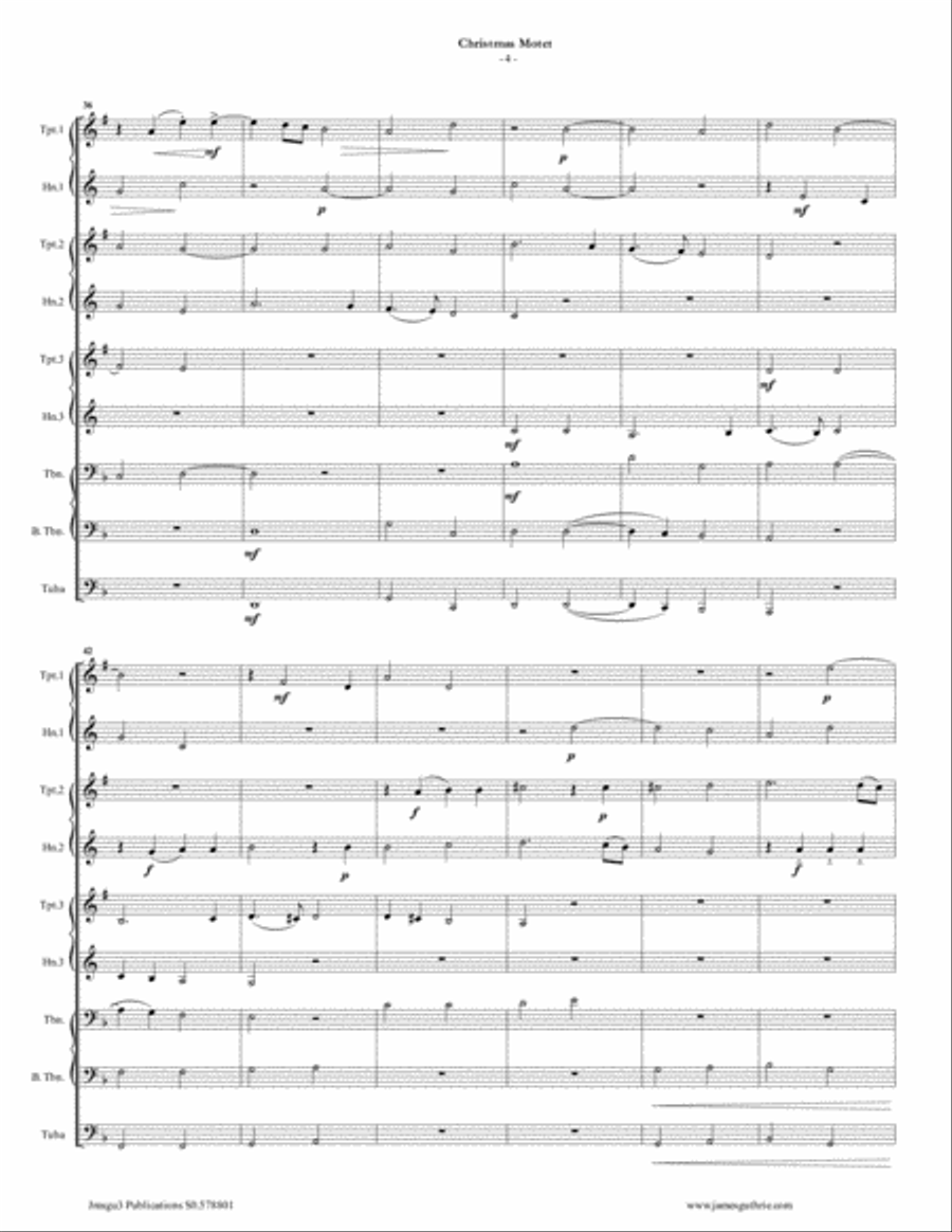 Mouton: Christmas Motet for Brass Choir Brass Ensemble scores gallery preview page 4