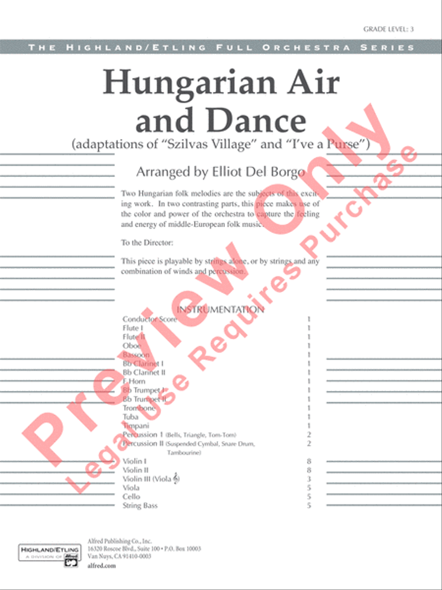 Hungarian Air and Dance Full Orchestra scores gallery preview page 2
