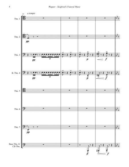 Siegfried’s Funeral Music Extract from Act III of Gotterdammerung for 8-part Trombone Ensemble image number null