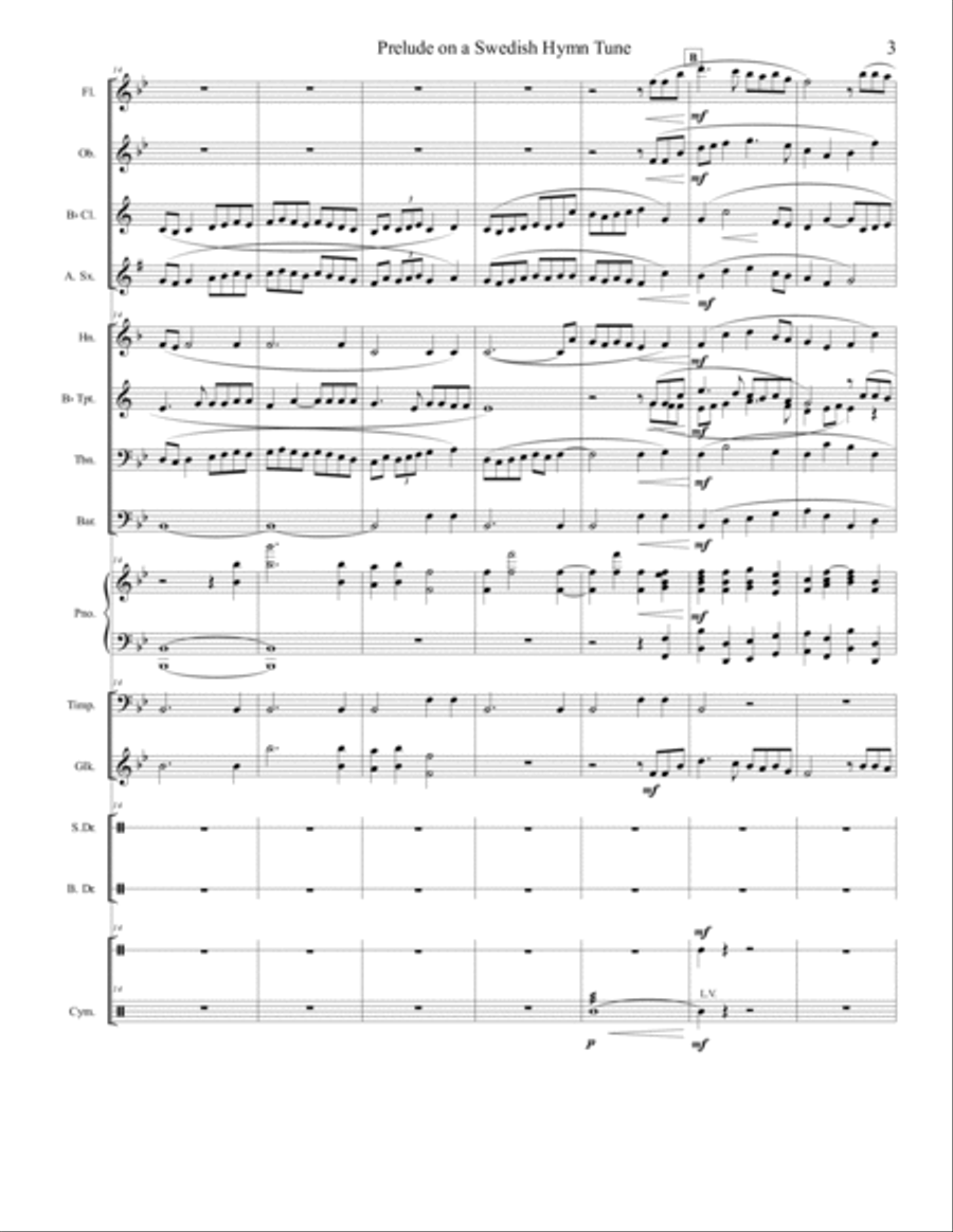 Prelude on a Swedish Hymn Tune (concert band grade 2.5), arr. Brenda Portman Concert Band scores gallery preview page 3