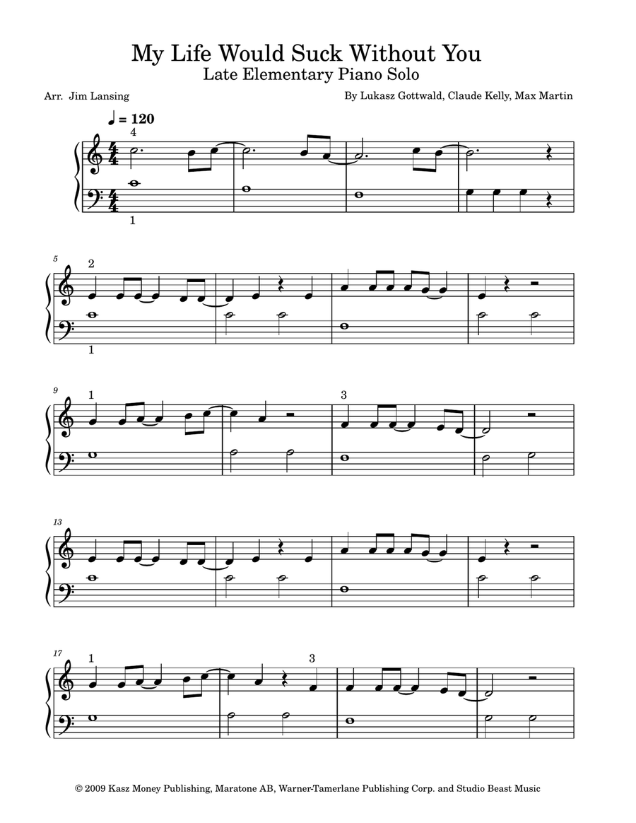 My Life Would Suck Without You Piano Method scores gallery preview page 2