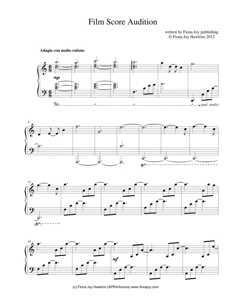 Film Score Audition Film Score Audition Piano Solo scores gallery preview page 1