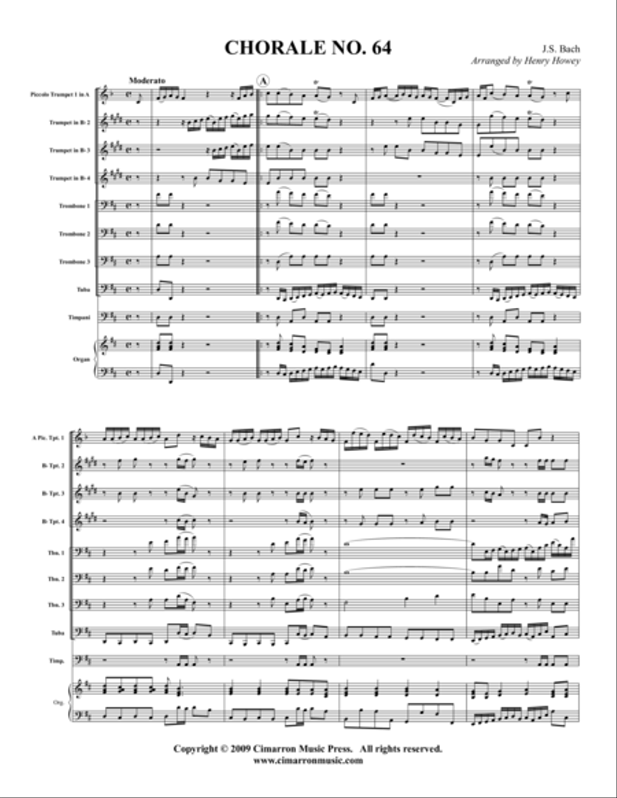 Chorale No. 64 Chorale No. 64 Brass Ensemble scores gallery preview page 1