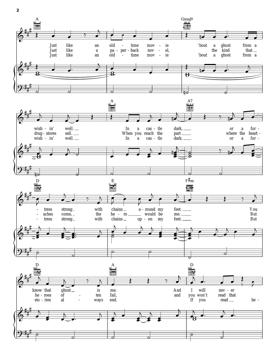 If You Could Read My Mind Piano, Vocal, Guitar scores gallery preview page 2