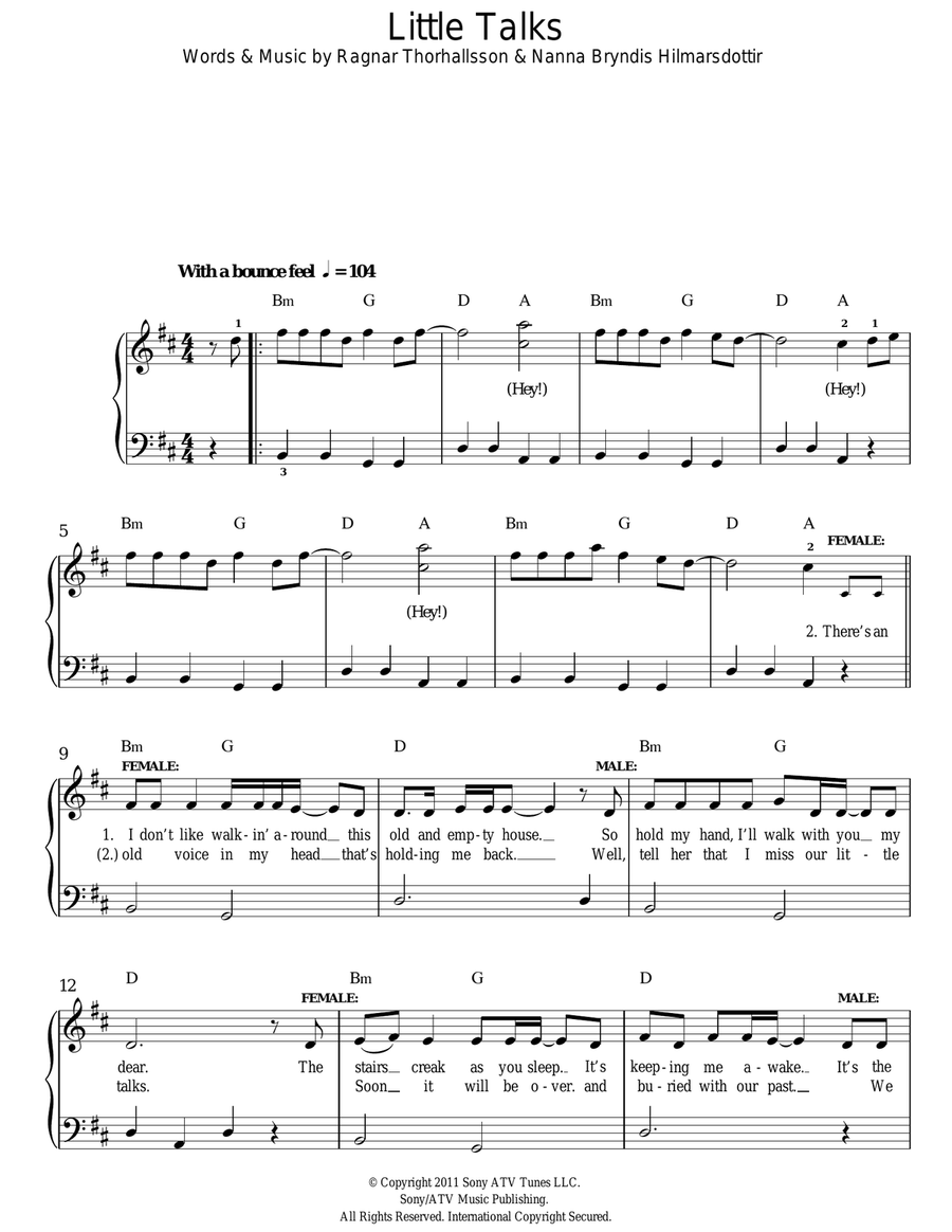 Little Talks Easy Piano scores gallery preview page 1