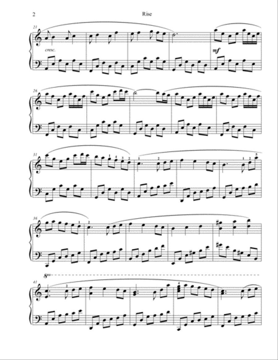 Rise Rise Piano Solo scores gallery preview page 2