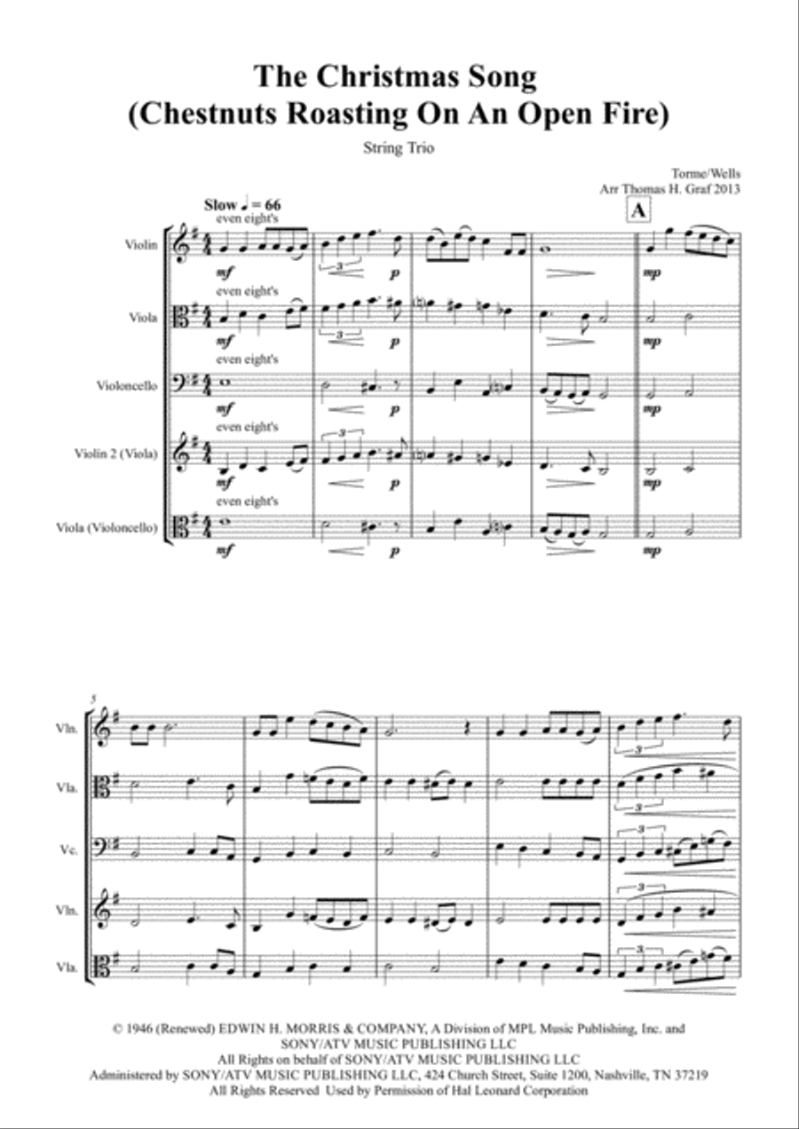 The Christmas Song (Chestnuts Roasting On An Open Fire) String Trio scores gallery preview page 1