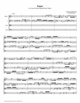 Fugue 01 from Well-Tempered Clavier, Book 1 (String Quartet)