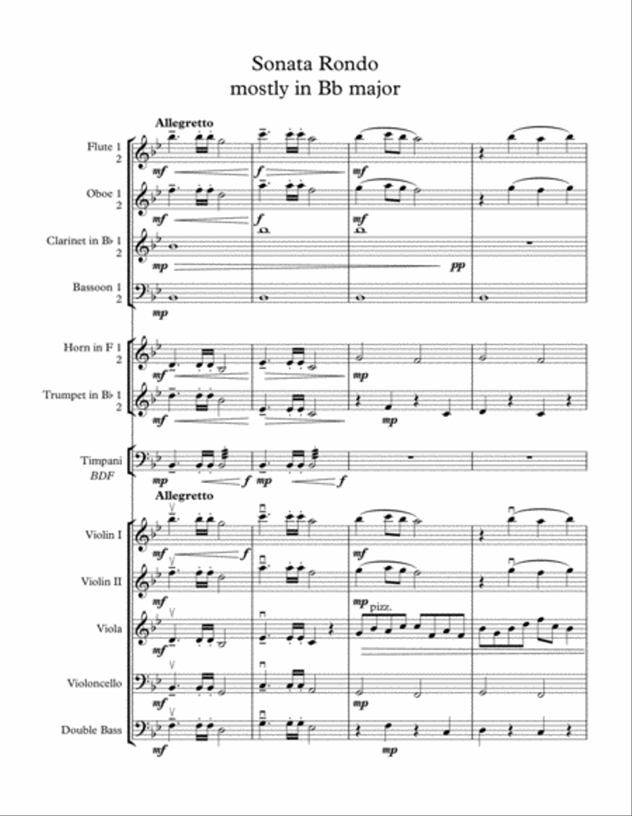 Sonata Rondo mostly in Bb Major Full Orchestra scores gallery preview page 1