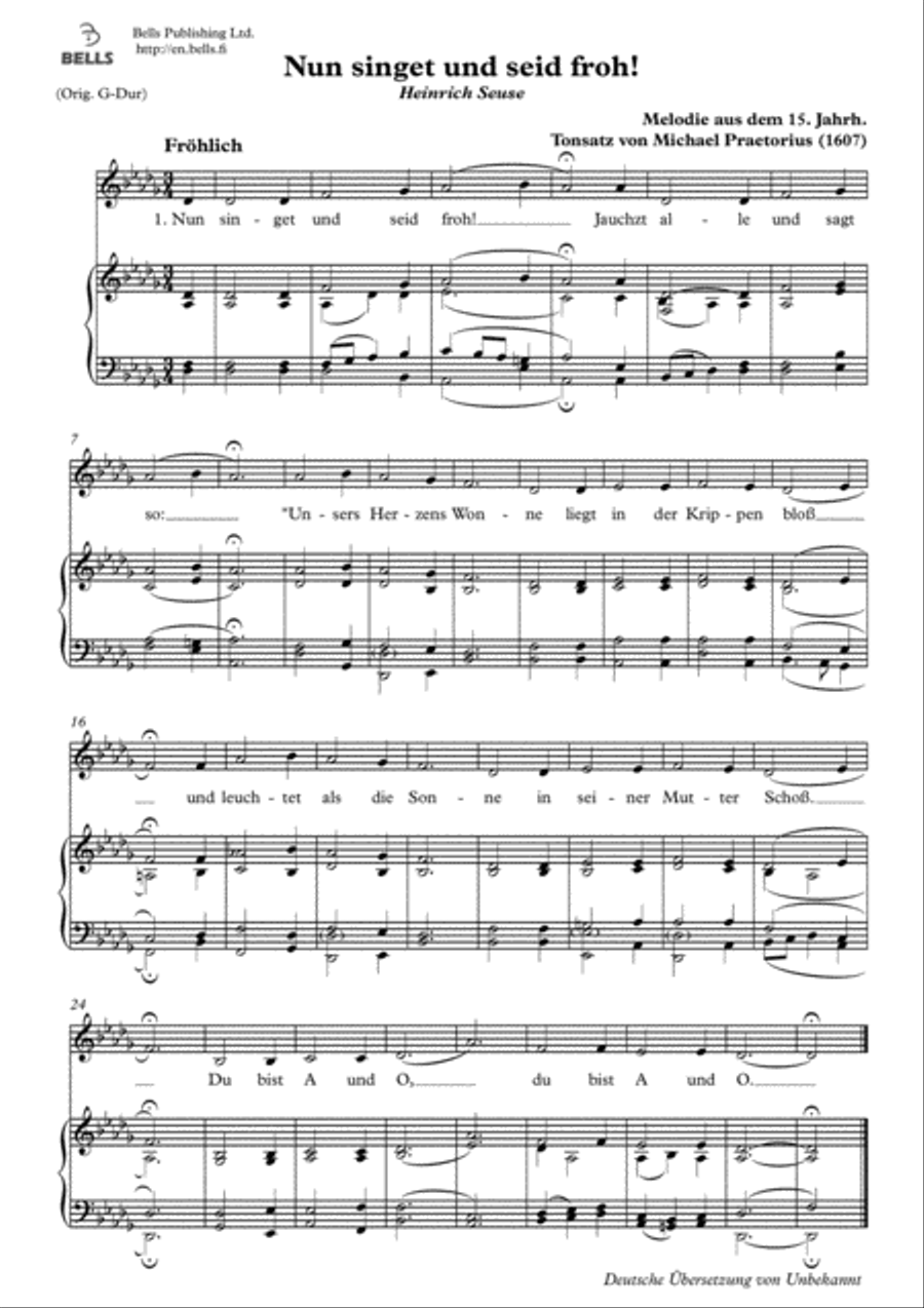 Nun singet und seid froh! (Solo song) (D-flat Major) Voice Solo scores gallery preview page 1
