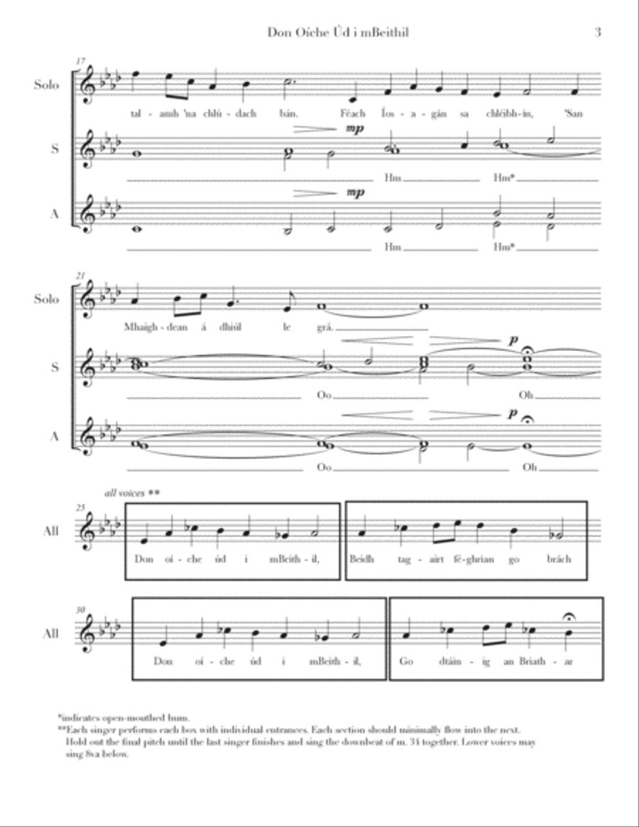 Don Oíche Úd i mBeithil ( s s a + optional solo ) SSA scores gallery preview page 3