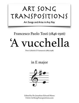 Book cover for TOSTI: 'A vucchella (transposed to E major)
