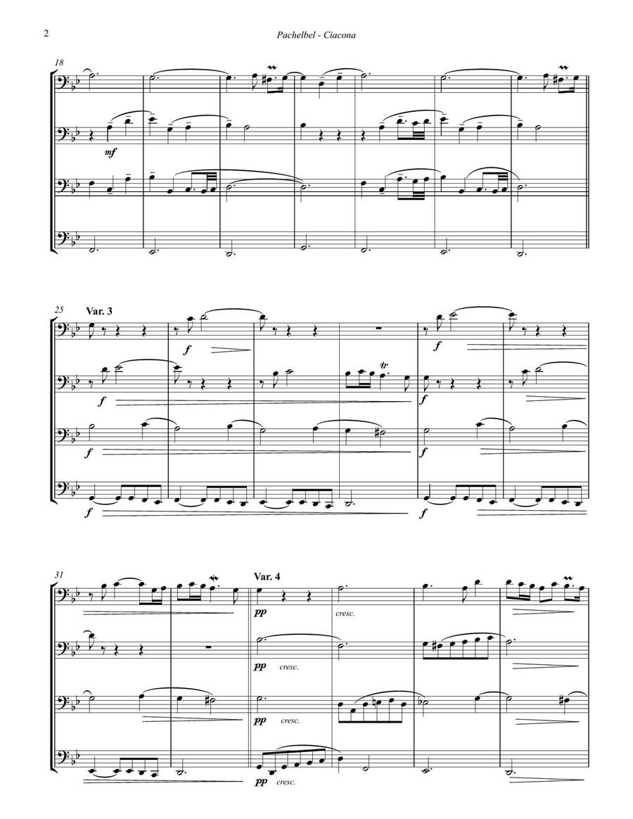 Ciacona - Theme & 22 Variations for Tuba Quartet Tuba Quartet scores gallery preview page 2