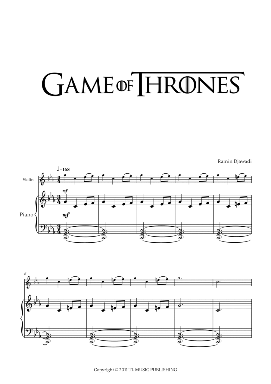 Game Of Thrones Violin Solo scores gallery preview page 1