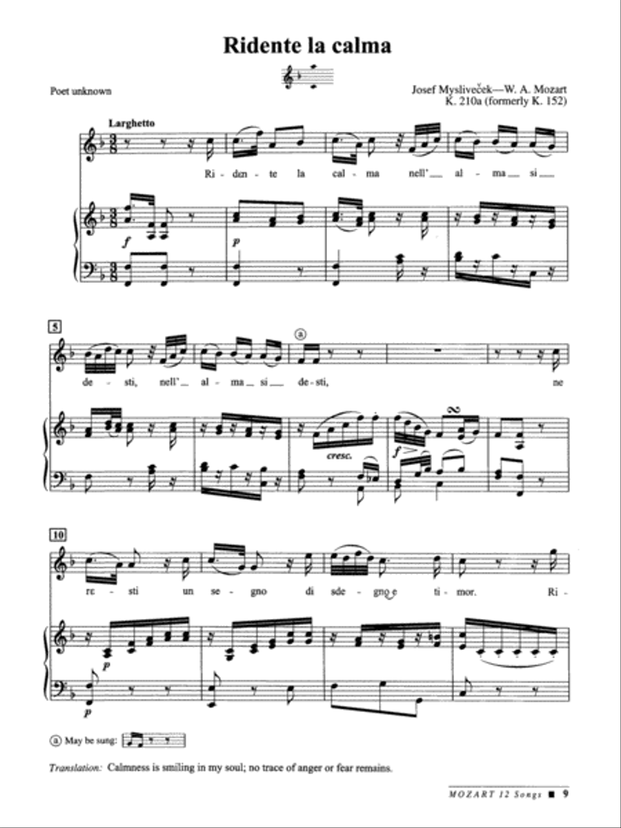 Mozart -- 12 Songs Voice scores gallery preview page 3