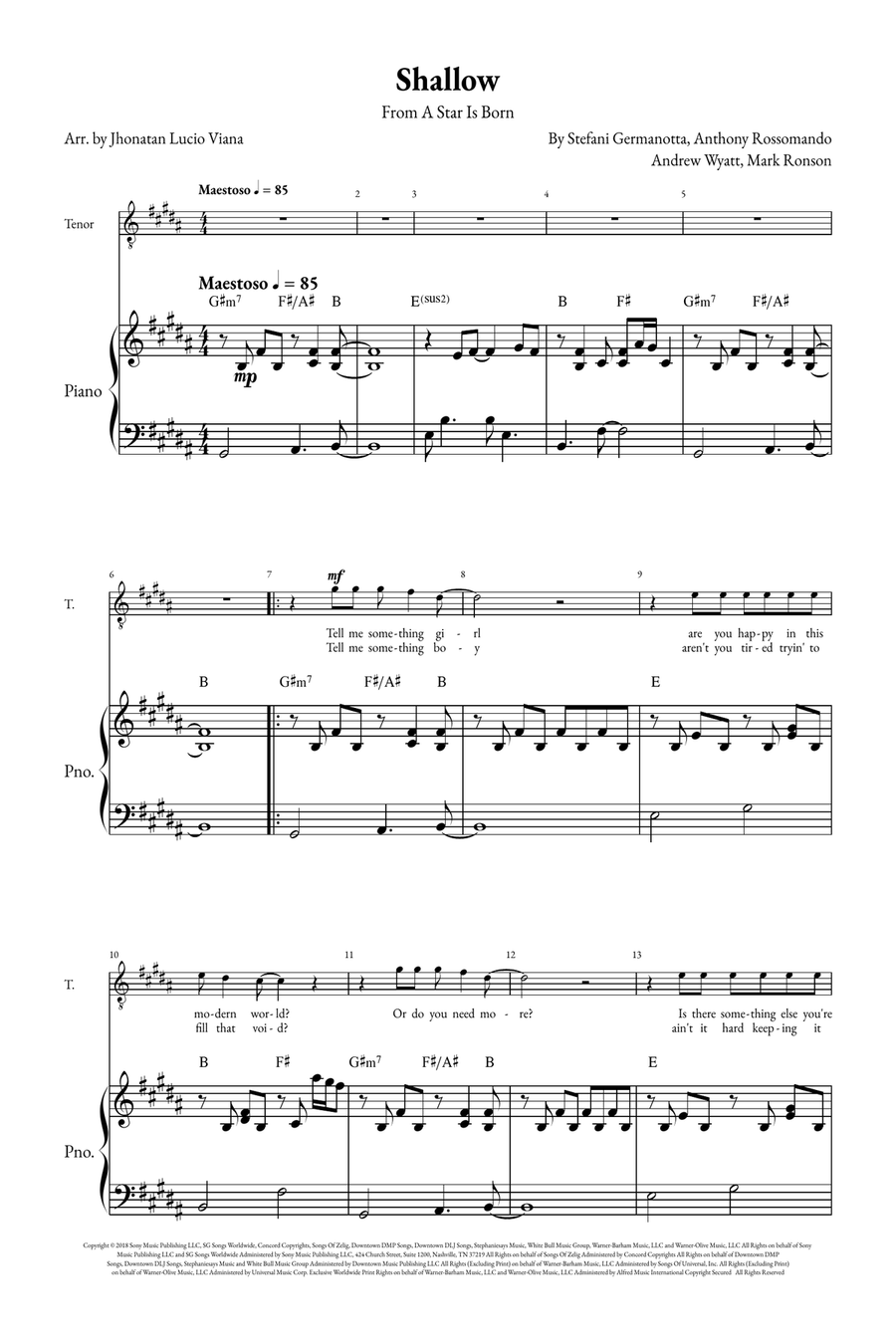 Shallow A Cappella scores gallery preview page 1