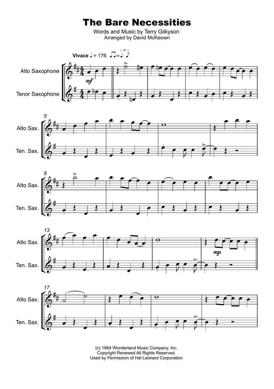 The Bare Necessities from THE JUNGLE BOOK Woodwind Duet scores gallery preview page 2