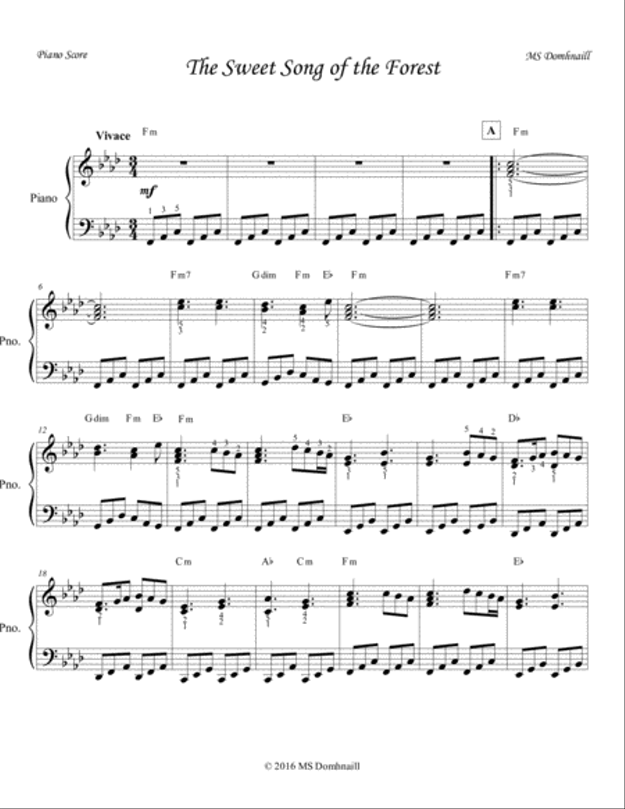 The Sweet Song of the Forest -Solo Piano Version Piano Method scores gallery preview page 1