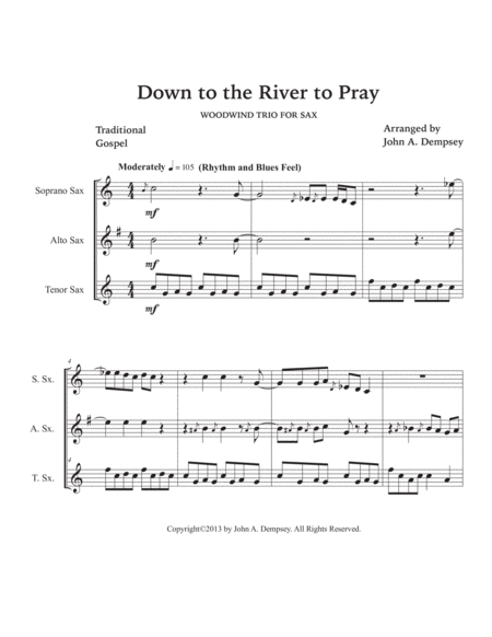 Down to the River to Pray (Sax Trio: SAT) image number null