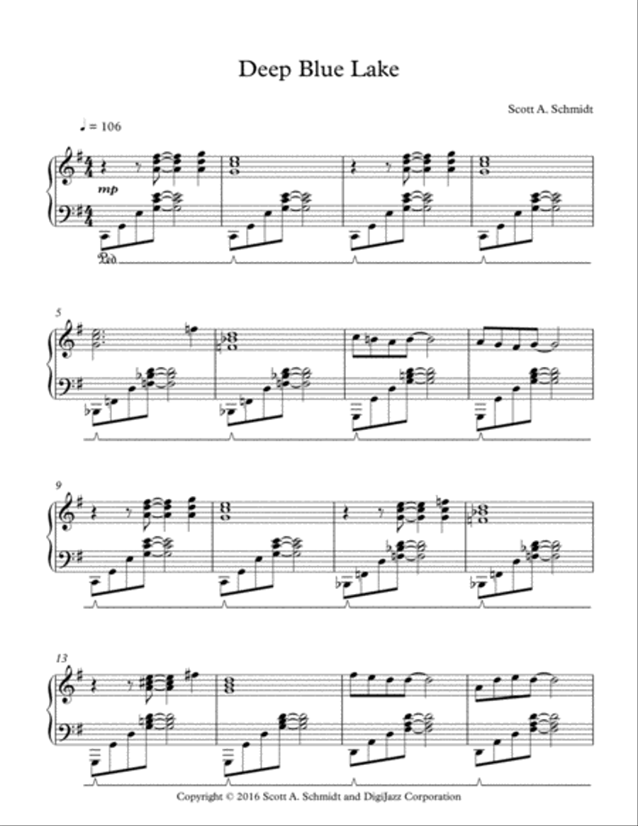 Deep Blue Lake Piano Solo scores gallery preview page 1