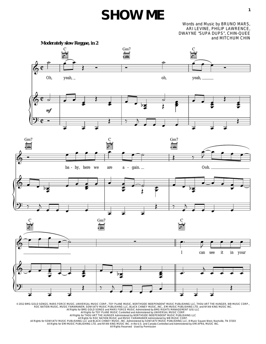 Show Me Show Me Piano, Vocal, Guitar scores gallery preview page 1