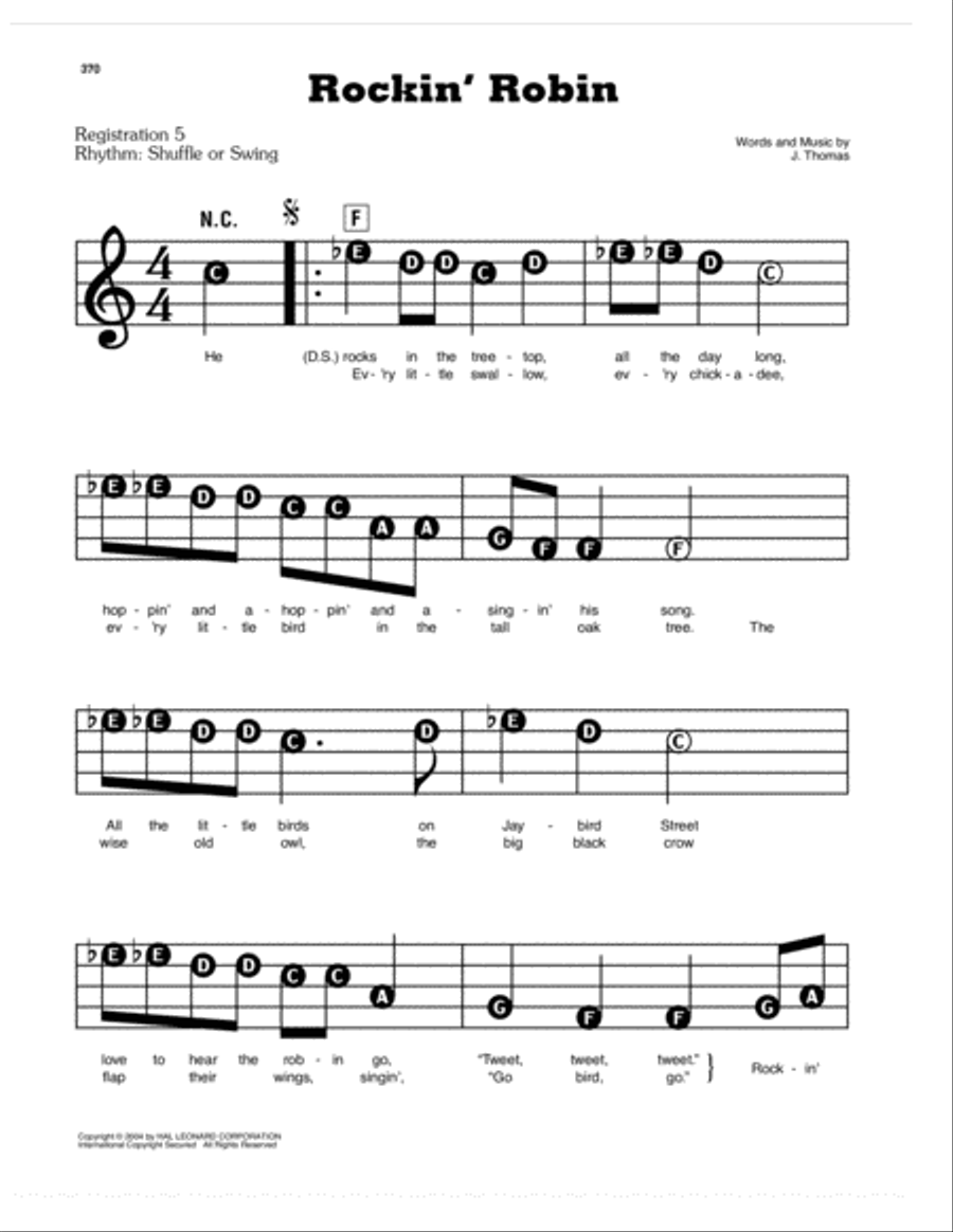 Rockin' Robin Electronic Keyboard scores gallery preview page 1