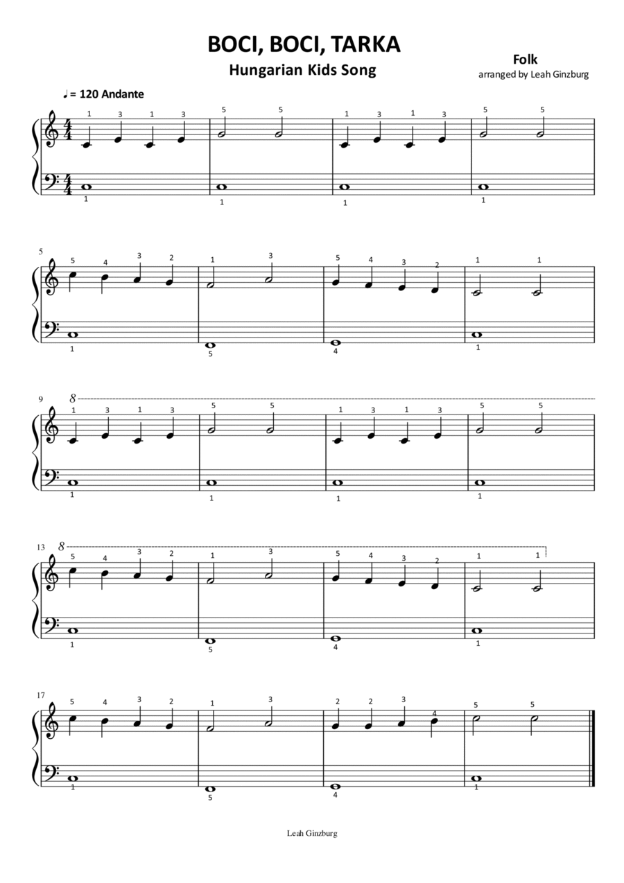 Boci Boci Tarka Easy Piano scores gallery preview page 1